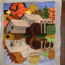 Vintage 1978 Needlepoint Artcraft Concepts  Reflection Waterwheel  Completed - £19.29 GBP