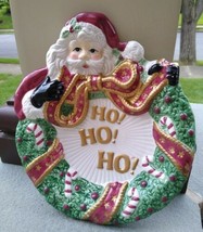 Fitz And Floyd Essentials Christmas Holiday Santa “Ho Ho Ho” Wreath Plate - £10.93 GBP