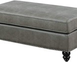 Poundex Breathable Leatherette Upholstered Cocktail Ottoman in Slate Grey - £321.00 GBP