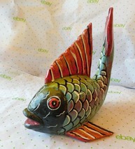 Mexican Polychrome Folk Art Hand Carved Painted Wooden Medium Fish Mexico    #4 - £63.03 GBP