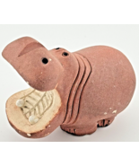 1980s Handmade Pottery Hippo Hippopotamus Figurine Signed by Artist - £19.75 GBP