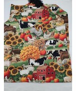 Vintage Thanksgiving Farm Animals Middle Tablecloth 33&quot; X 12.5&quot; - $19.80