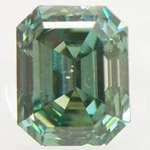 Emerald Cut Diamond Fancy Green Blue SI1 Loose Enhanced IGI Certified 0.71 Carat - £759.38 GBP