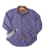 Robert Graham Even Keel Classic Fit Flip Cuff Blue Grid Pattern Cotton S... - £22.63 GBP