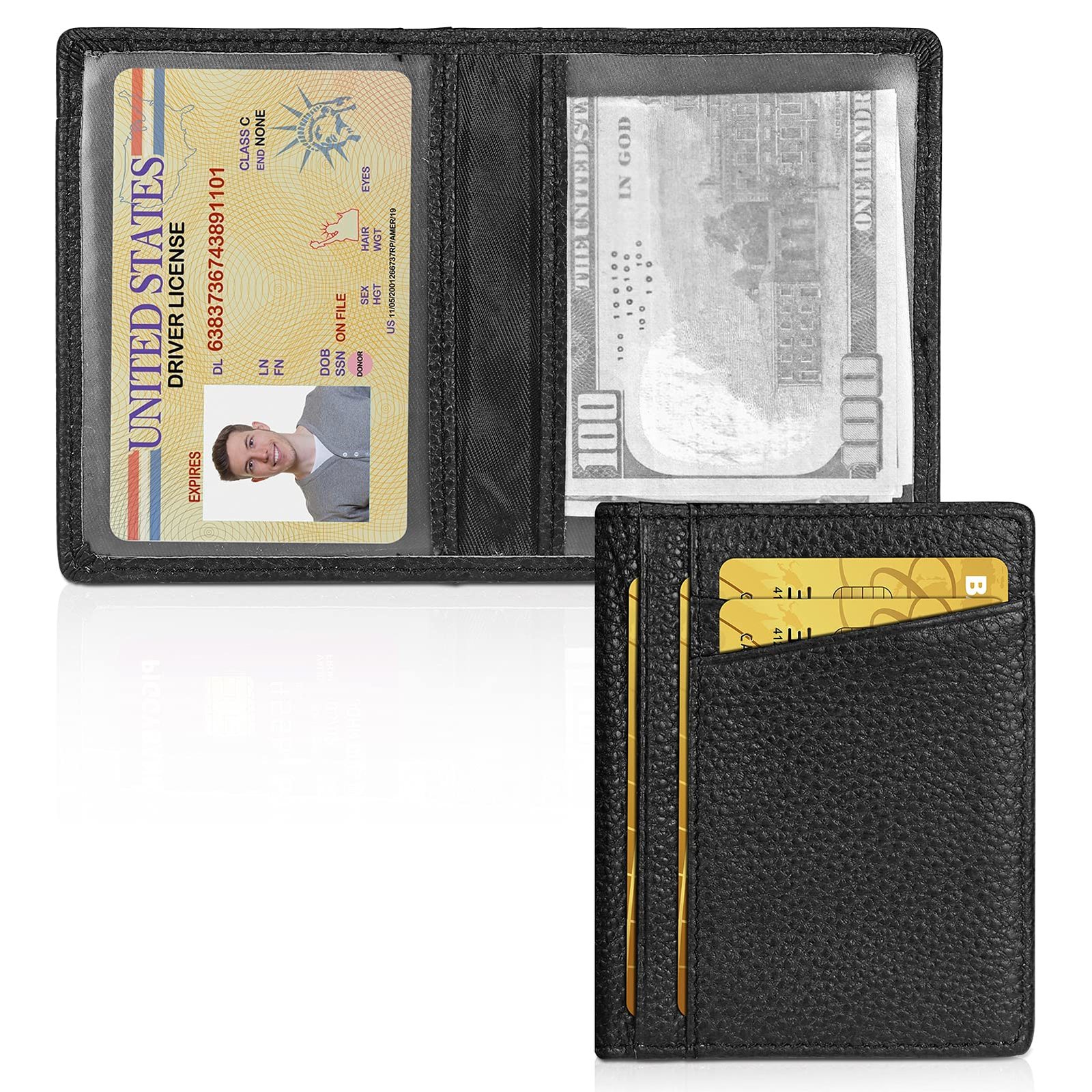 Slim Minimalist Wallet - Premium Leather RFID Blocking Front Pocket Wallets with