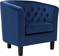 Modway Prospect Upholstered Velvet Contemporary Modern Accent Arm Chair In Navy - £268.37 GBP