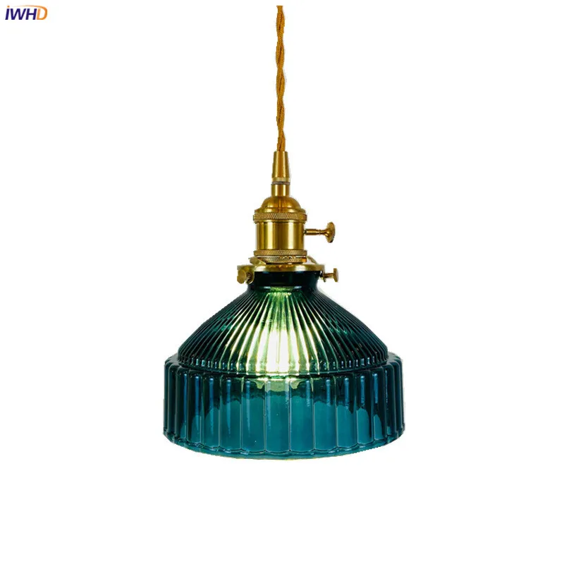 IWHD 4 Colors Glass Hanging Lamp With Switch Copper Nordic Modern Copper... - $73.20