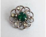 Vintage Jeweled Silver Floral Lapel Hat Pin - £5.81 GBP