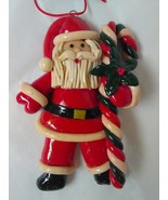 Clay Bake Santa Christmas Tree Ornament Handmade Candy Cane Holiday Home... - £18.76 GBP
