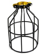 Black Metal &amp; Brass LIGHT BULB LAMP GUARD thick wire industrial steamPun... - £20.78 GBP
