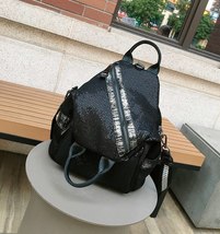 Women Backpa Silver Tide  Girl School Bag Travel Multifunction Backpack Leather  - £46.16 GBP