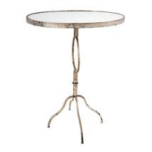 15X22.7X27.5&quot; Antiqued Gold Oval Metal Mirrored Table - £94.94 GBP