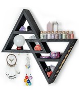 Crystal Shelf Display With Hooks - Black Moon Phase Triangle Shelf, Bath... - £31.45 GBP