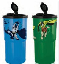 NEW SET OF 2 TUPPERWARE BATMAN  ROBIN THIRST-QUAKE TUMBLERS WITH LIDS - $548.97 MXN