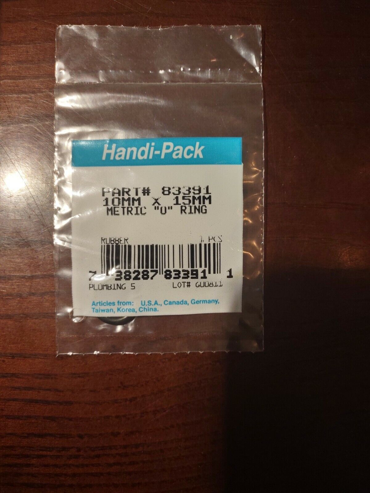 10mm x 15mm x 2.5mm Rubber O-Rings - $5.89