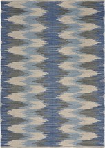 5 X 7 Blue and Cream Ikat Pattern Area Rug - $261.45 CAD