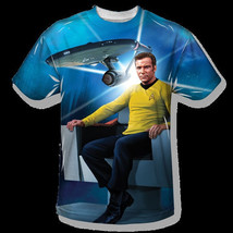 Star Trek Captain Kirk&#39;s Chair One Sided Sublimation Print T-Shirt 2X NE... - £21.64 GBP
