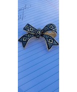 Vintage Joan Rivers Blue Black Enamel Green Rhinestone Bow Pin Brooch Si... - $58.38 CAD