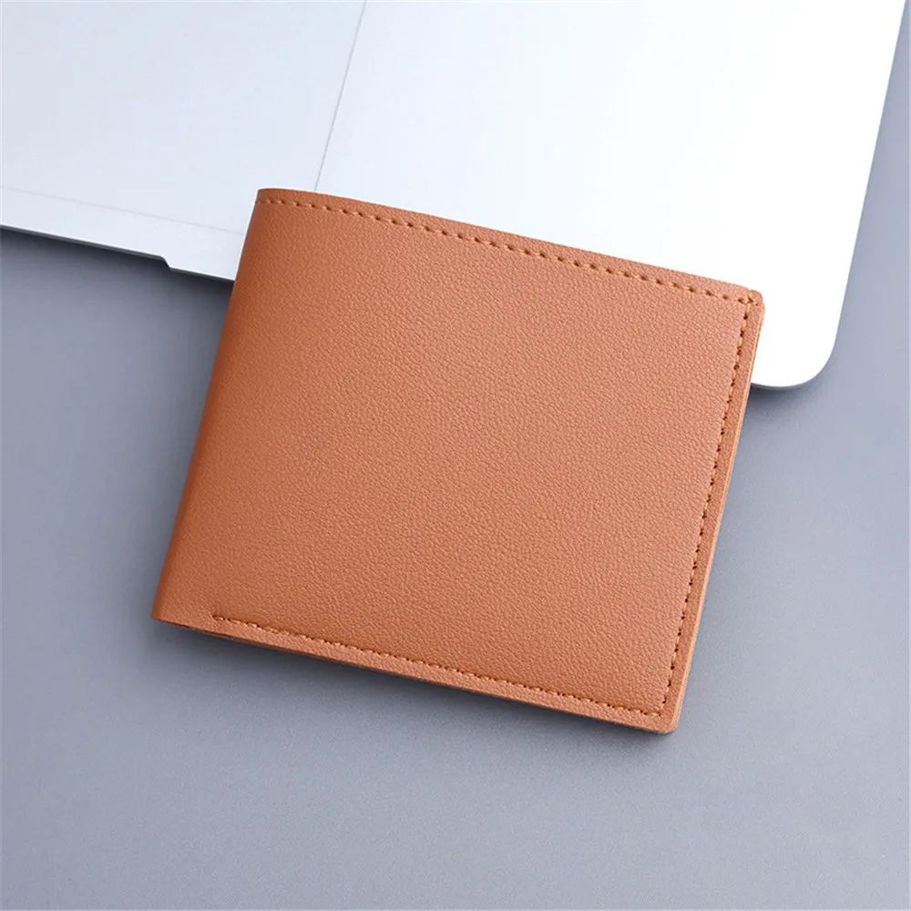 New Men Short Pu Leather Wallet Simple Solid Color Thin Male Credit Card Holder  - $56.52