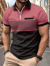 Men&#39;s Full Size Collared Neck Contrast Polo Plus Size - $30.49