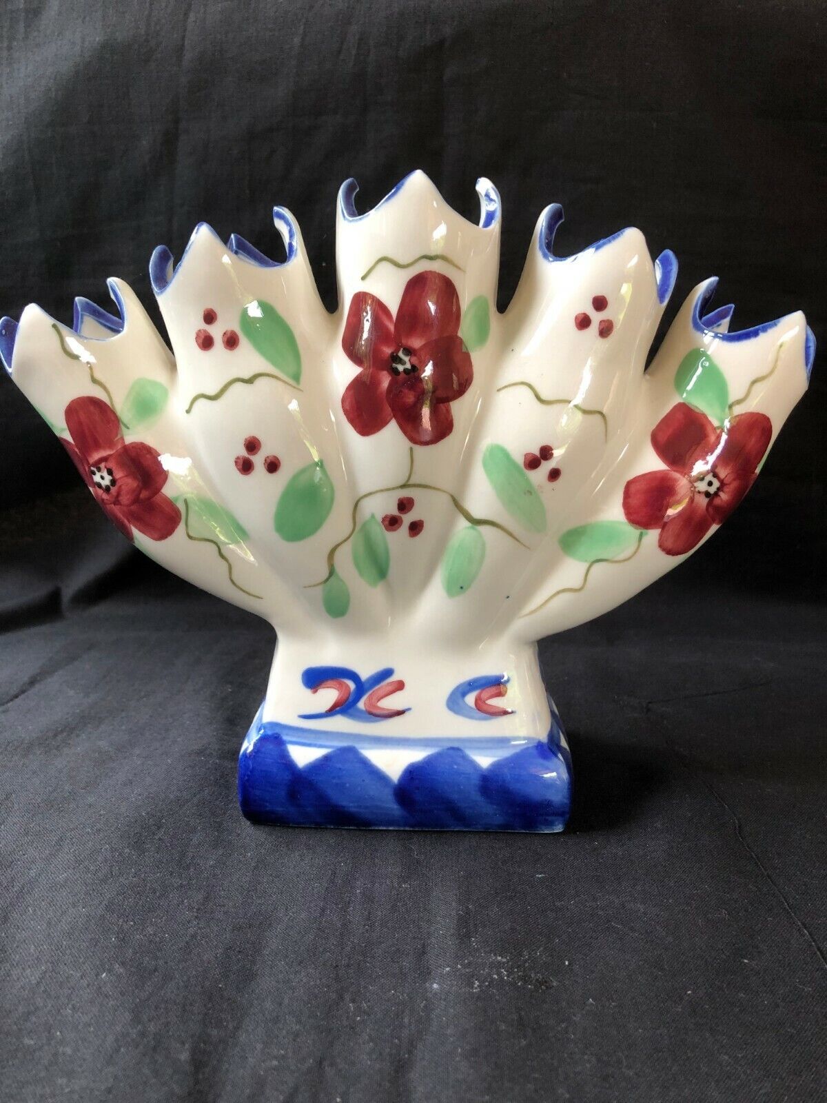 Primary image for antique / vintage portugese TULIP Vase . Handpainted