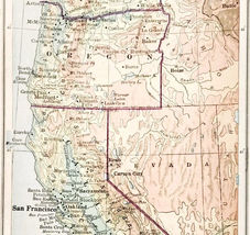 1916 Map Pacific States USA Physical Political Cali Nevada Oregon PNW DWSS8 - $19.99