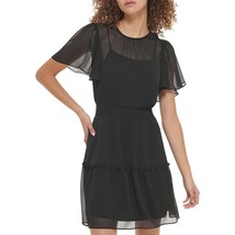 Karl Lagerfeld Paris Women&#39;s Smocked Waist Dress Black Size 16 B4HP $138 - $44.95