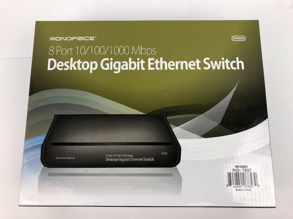 Desktop Gigabit Ethernet Switch Monoprice M1008D 8 Port 10/100/1000 Mbps - $17.09