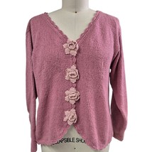 VTG Orvis Sporting Traditions Cottagecore Pink Cardigan Sweater Flower B... - $67.32