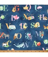 Cotton Love and Learning Alphabet Letters ABC&#39;s Fabric Print by Yard D65... - $19.59 CAD