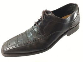 SH29 Stacy Adams 14M Brown Genuine Caiman Leather Bicycle Toe Oxford Dre... - £26.46 GBP