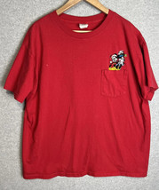Disney Store Tshirt Mens Size XLarge Red Embroidered Mickey Minnie Mistletoe USA - £11.39 GBP