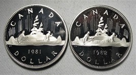1981 &amp; 1982 Canada $1 Dollar Coins Lot of 2 AG317 - £24.63 GBP