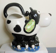Smiling Dog Pitcher Black and White Doggie Tail Makes the Handle - £18.68 GBP