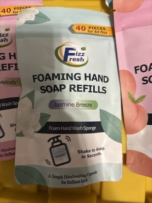 Fizz Fresh Foaming Hand Soap Refills, Foam Hand Sponges- 3 Peach, 4 Jasmine Item image 5
