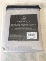 Great Hotels Collection STANDARD Pillowcases Solid Gray 100% Cotton MSRP $45 - £18.69 GBP