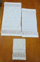3 Vtg TABLE RUNNER Dresser Scarf  Towels crocheted lace - £7.81 GBP