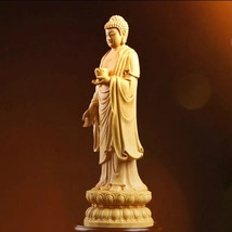 Standing Buddha Wood Carving the Buddha Figurine Amitabha Statue Sculpture - £30.29 GBP+