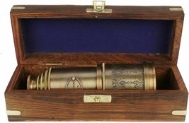 Brass Antique Vintage 20&quot;VICTORIAN Marine Telescope Wooden Box Spyglass New Gift - £35.99 GBP