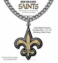 Large New Orl EAN S Saints Necklace Stainless Steel Chain Football Hot! Free Ship - £15.52 GBP