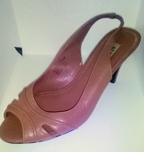 Alfani 7.5 Tan Gathered Leather 2 In Wooden Heels New - £23.77 GBP