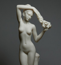 Nude Naked Female FLOWER BEARER Erotic Greek Cast Marble Statue Sculptur... - $45.53