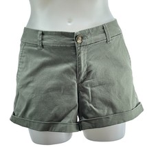 American Eagle Outfitters Womens Shorts Olive Cuffed Midi Cotton Stretch Size 12 - £21.26 GBP