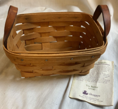 Longaberger Tea Basket w/ Leather Handles - 7&quot;x5&quot;x3.5&quot; 1992 - $8.96