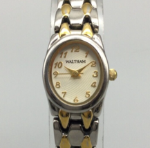 Vintage Waltham Watch Women 17mm Gold Silver Tone Oval Dial New Battery 7.25" - $24.74