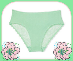 XL Icy Mint Green BACK Lace Stretch Cotton Victorias Secret HighLeg Brief Panty - £8.78 GBP