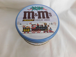 M Ms Peanut Chocolate Candies With Train Scene Horse Sleigh Tin Canister - £2.35 GBP