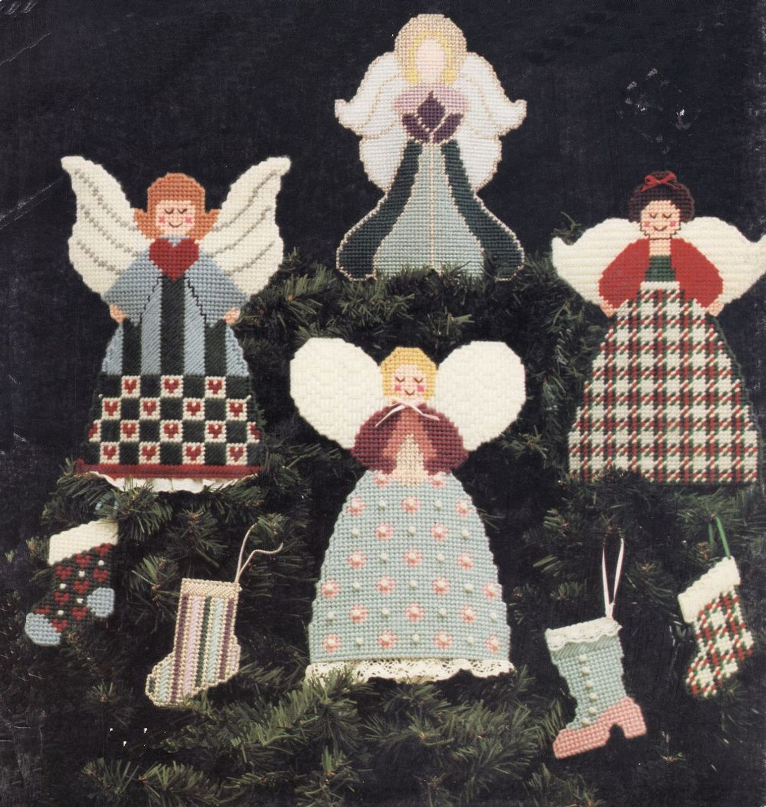 Plastic Canvas Heavenly Angel Tree Top Centerpiece Matching Ornament Patterns - $10.99
