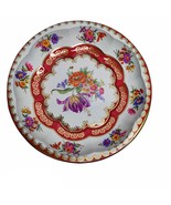 Daher White Red Gold Decorated 1971 10in Tin Metal Serving Bowl Tray  - $13.76