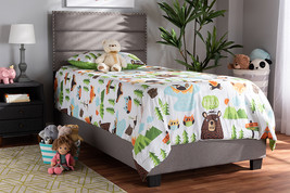 Cambree Gray Fabric Upholstered Twin Size Bed - $3,512.21 MXN